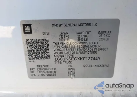 2019 Chevrolet Silverado 2500Hd Lt из США, поврежденный, VIN 1GC1KSEGXKF127449